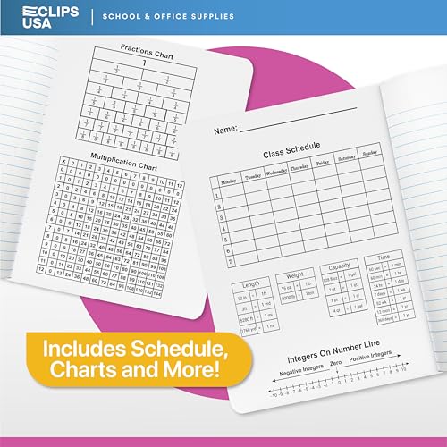 Cahier de composition lignes larges E-CLIPS USA | Carnet de notes rigide motif marbre lot de 3 - 3