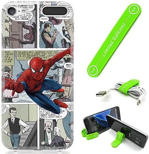 [Ashley Cases] for iPod Touch 7/6 / 5 7th/6th/5th Gen. Cover Case Skin with Flexible Phone Stand - Comics Spider Man Cartoon