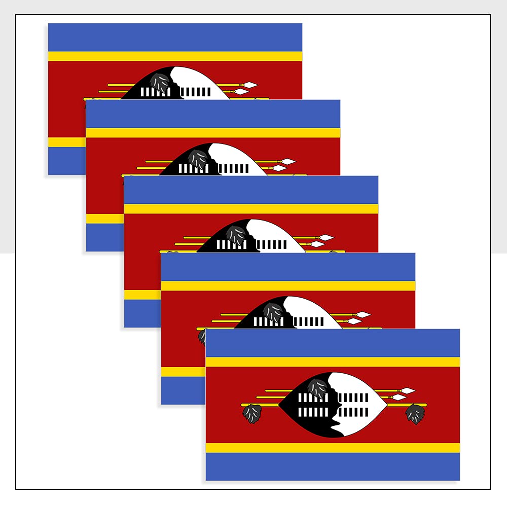 Eswatini Flag Bike Sticker Pack of 5 (60 x 36mm) SWZ Labels for Car Laptop Van Fridge Helmet Packwith® #P1185