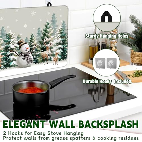 Image of Christmas Stove Top Cover for Electric Stove 28 inchx 20 inch, Xmas Snowman Heat Resistant Glass Top Stove Cover Protector, Glass Cooktop Covers, Kitchen Flat Electric Stove Top Covers