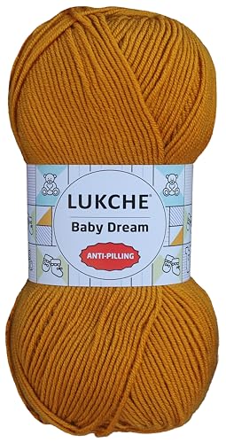 Image of Baby Dream Soft Yarn - 100% Acrylic, Premium Anti-Pilling, 3.5 oz (100g), 273 yds - Soft Yarn for Crochet and Knitting Projects (Mustard)