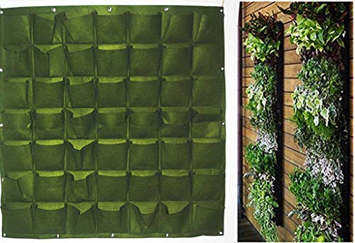 Ducomi Jardín vertical – 49 bolsillos – Macetas de pared para decoración – Maceta de diseño modular para colgar en la pared – Exterior e interior – Columna de flores colgantes de pared (verde)