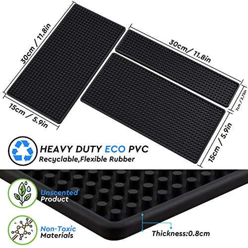 3 Pack Ultimate Small Bar Mat Set - 8mm Thick Anti-Skid Non-Toxic Rubber Bar Mat for Home Bar, Countertop, Restaurants, Coffee Bar - Premium Counter Mats - Image 4