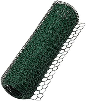 Xclou Hexagonal Mesh, Green, 10 M Roll Cage Wire Thread Hexagonal Rabbit Wire Metal Small Animal Garden Fencing, Boundary Fences, Poultry Fencing, Plastic Coated Welded Wire Mesh Aviary Wire, Green