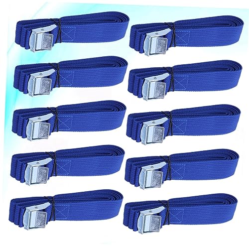 STOBAZA 10Pcs Long Luggage Straps with Steel Buckles Nylon Quick Release Cargo Tie Downs for Car Roof Rack Kayak and Luggage Blue