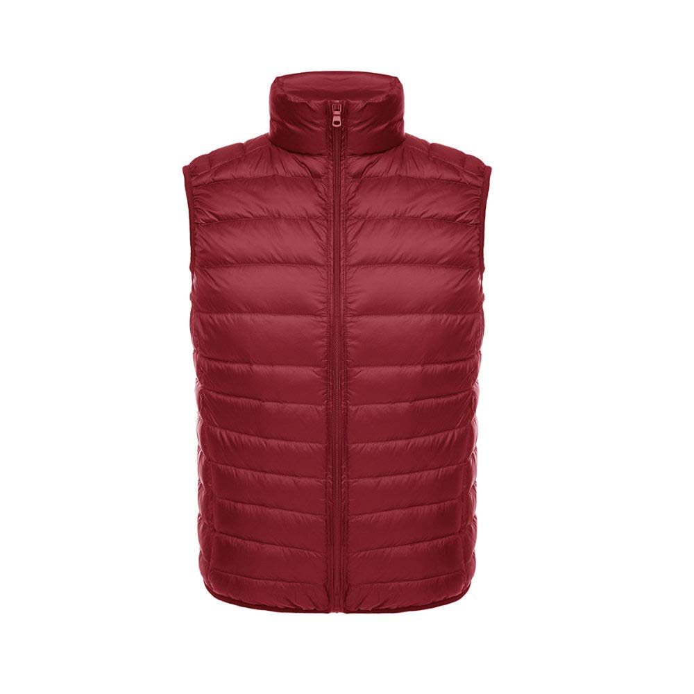 Warme Herrenweste, weinrot, abnehmbare und waschbare dunkelrote Winterweste, wasserdichte und winddichte Fleece-grüne Jacke, lässige Steppweste, Daunenweste, Mal