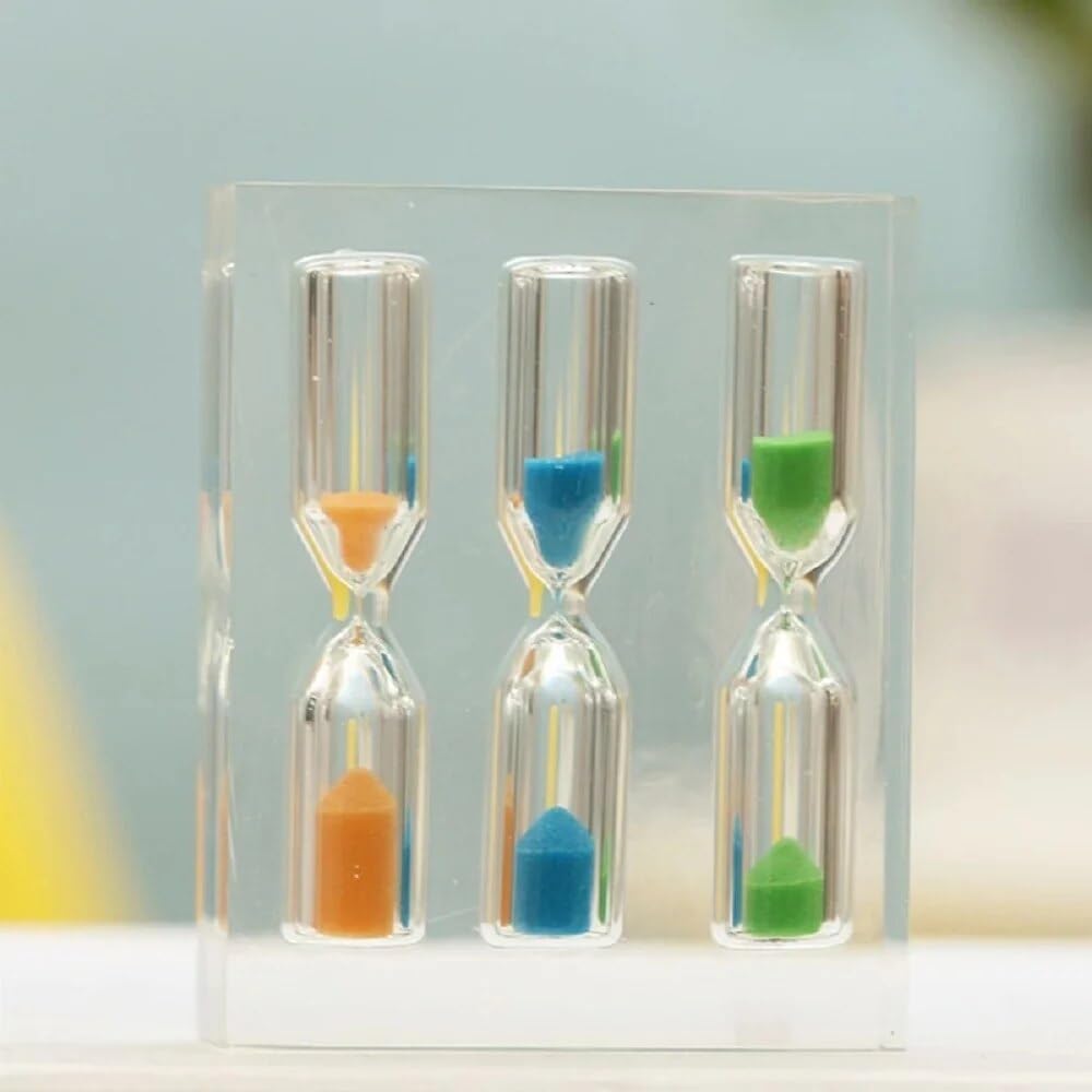 KharidoLive Acrylic 3 in 1 Mini Sand Timer 1/2/3 Minutes Hourglass Mini Magic Sand Timer for Gift Home Décor (Transparent, Black Red and White)