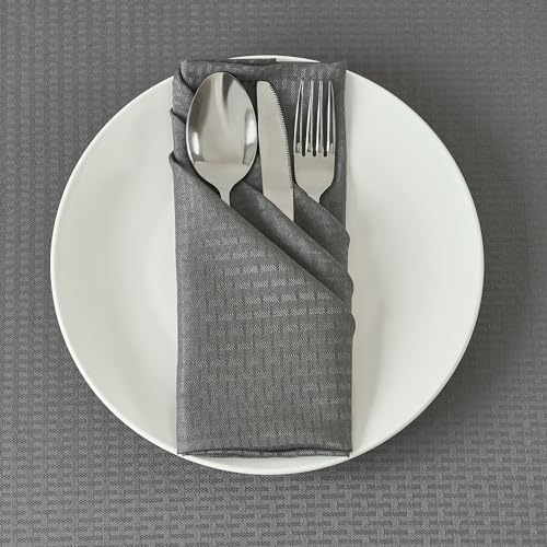 Image of maxmill Cloth Napkins Weaved Texture Pattern Soft Comfortable and Luxury Serviette for Restaurant Family Dinners Weddings Parties and Banquets Set of 4 Pieces, 20 x 20 Inch Charcoal Gray