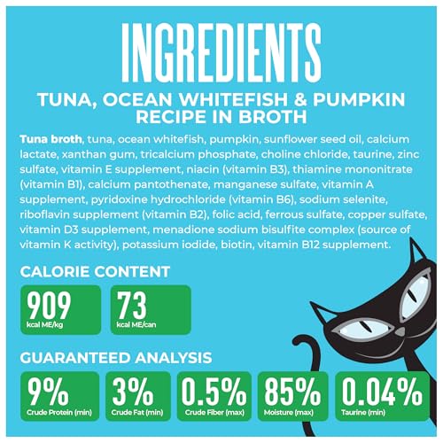Image of Tiki Cat Friends Wet Cat Food, Tuna, Ocean Whitefish & Pumpkin, 2.8 oz. Can | For Adult Cats, Chunk Texture, Grain-free, High Moisture, Dolphin-safe, Supports Digestion, 12 Cans