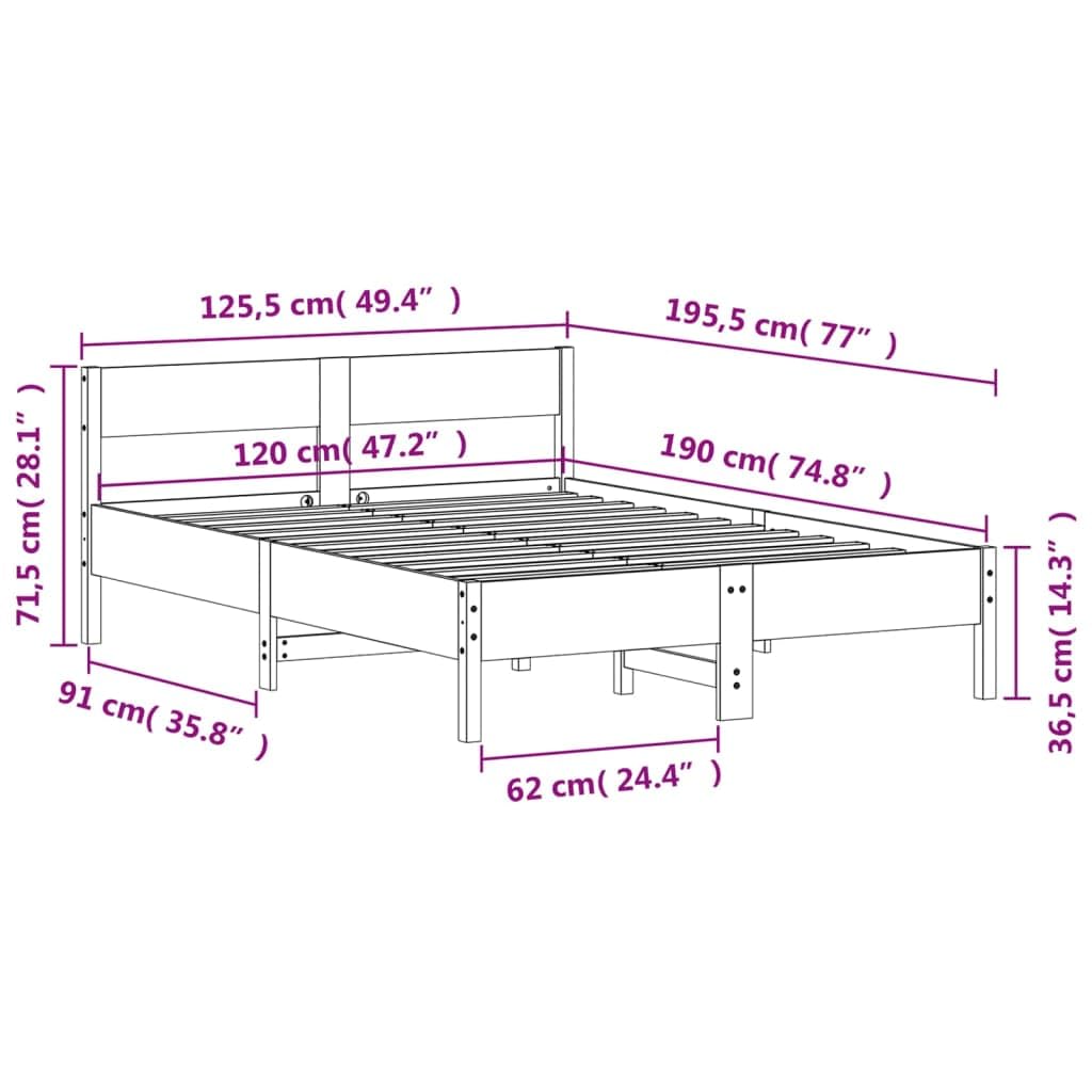 vidaXL Letto Senza Materasso Bianco 120x190 cm Legno Massello di Pino
