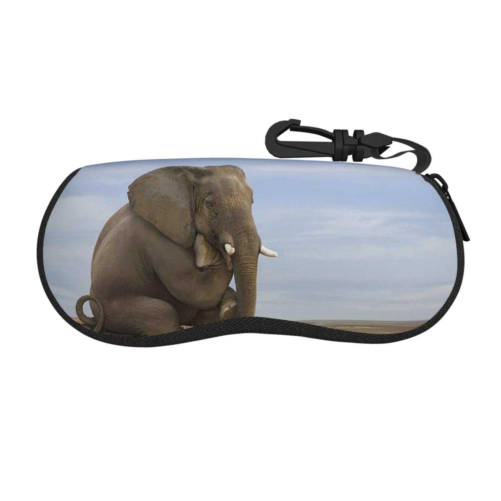 Zorin Unisex Black Glasses Case Elephant Sitting On A Tree Sunglasses Case For Men And Women - Zipper Portable Spectacle Cases With Clip
