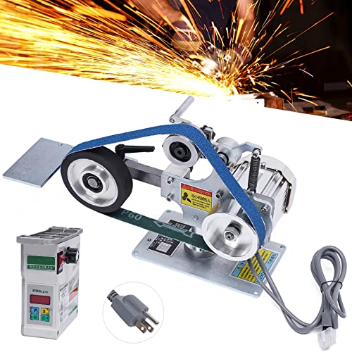 Desktop Electric Belt Sander Machine, Industrial Bench Grinder Sanding Polishing Machine w/DC Brushless Motor - 30 x 1 Inch Abrasive Belt, Portable Belt Sander Polisher Fixed Angle Opening V
