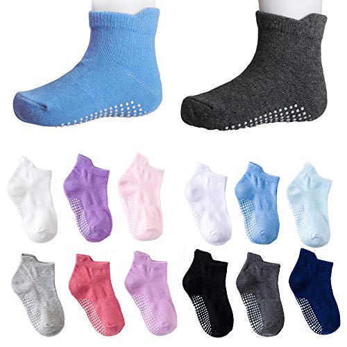 Toddler Infant Boys Girls Grip Ankle Socks Non Slip Anti Skid Socks 6 Pairs Socks Gift Set (6-12months, 6 pack boys)