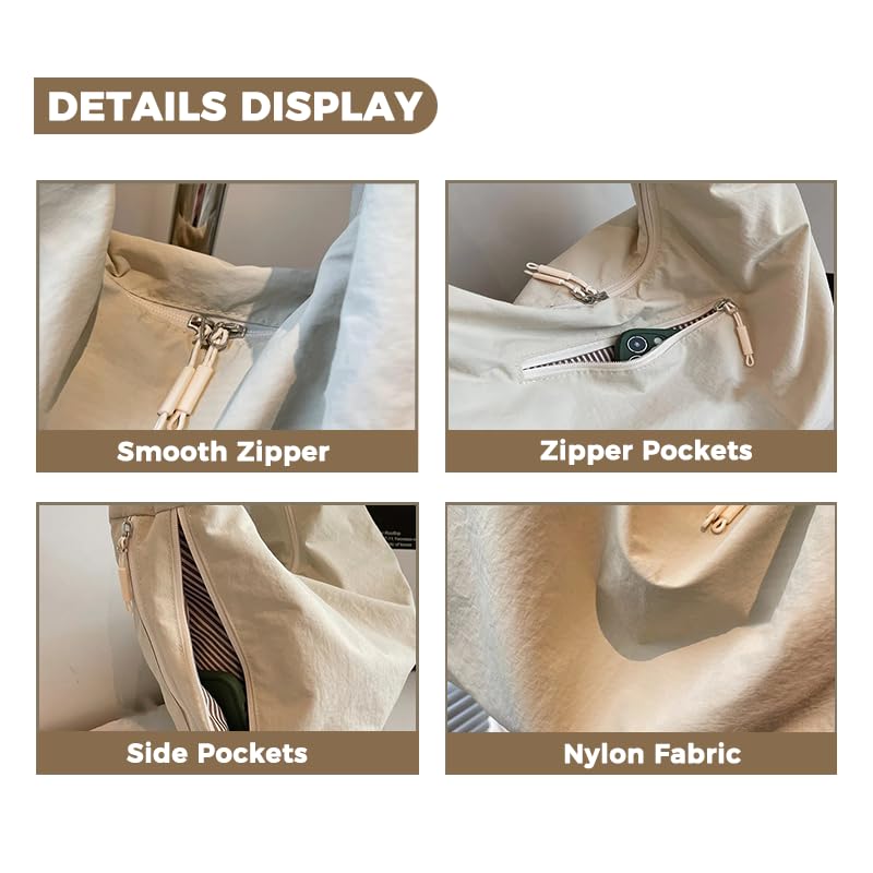 Women's Slouchy Crescent Hobo Bag Small Nylon Draped Tote Shoulder Dumpling Moon Bag Work Travel Handbags4