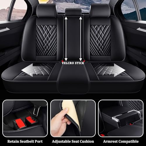 Image of Car Seat Covers Full Set for Subaru 2000-2026, Waterproof Nappa Leather Car Seat Covers, Full Coverage Car Seat Covers Sets(5 Seats /Black)