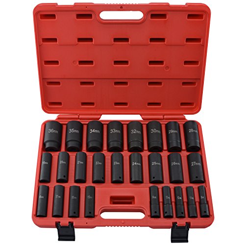 Set de 26 piezas Dados de Impacto Profundos Métricos 1/2"
