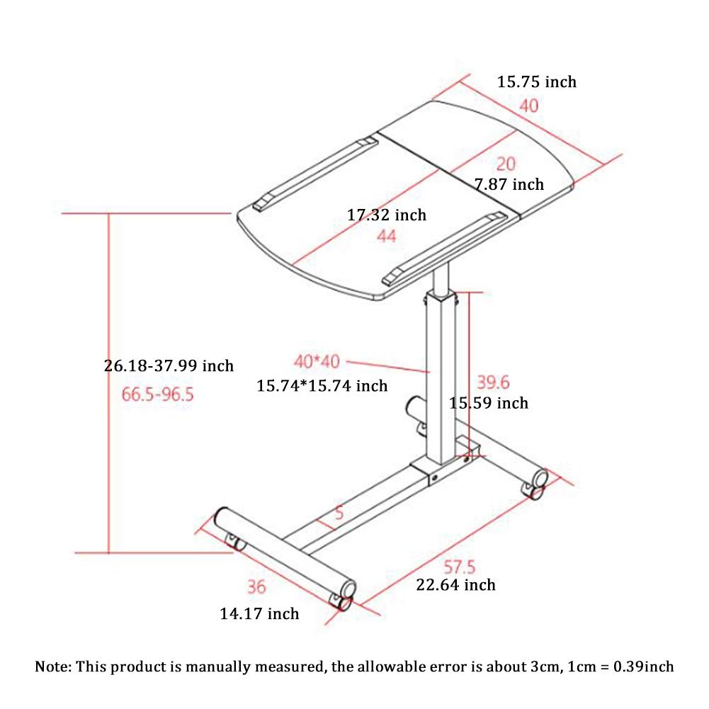 Tavolo Servitore Tavolino Mobile per Computer Tavolino Mobile per Laptop, Carrello da scrivania Portatile per Laptop con Superfici Inclinabili per Utenti Destrimani e Mancini Tavolo con Ruot