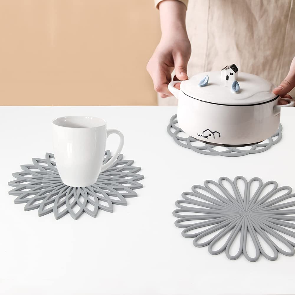 Lot De 4 Dessous De Plat En Silicone – Tapis De Table Et De Comptoir – Tapis De Cuisine Modernes Antidérapants Et Résistants à La Chaleur Pour Casseroles Et Poêles, Blanc