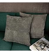 U-LIAN Throw Pillow Covers 18"x18" Pack of 2 Dark Grey Christmas 260GSM Soft Decorative Square Pi...