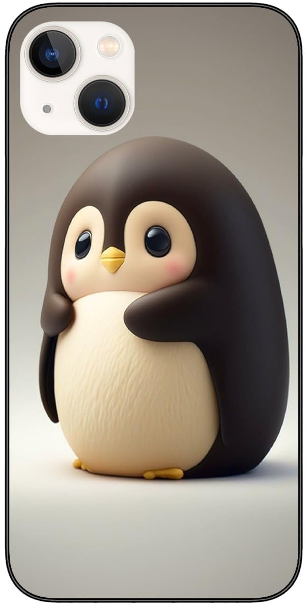 Compatible with iPhone 13 Case Cute Penguin Pattern Winter 324 Design Case Rubber TPU Ultra Slim Shockproof Phone Case (Black)