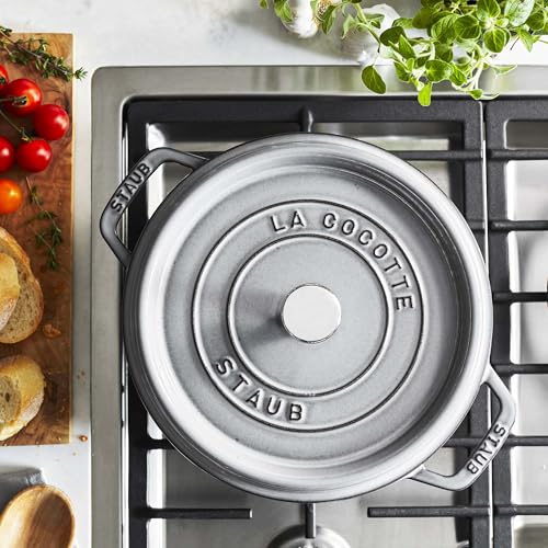 Image of Staub Cast Iron 2.75-qt Round Cocotte - Graphite Grey, Made in France