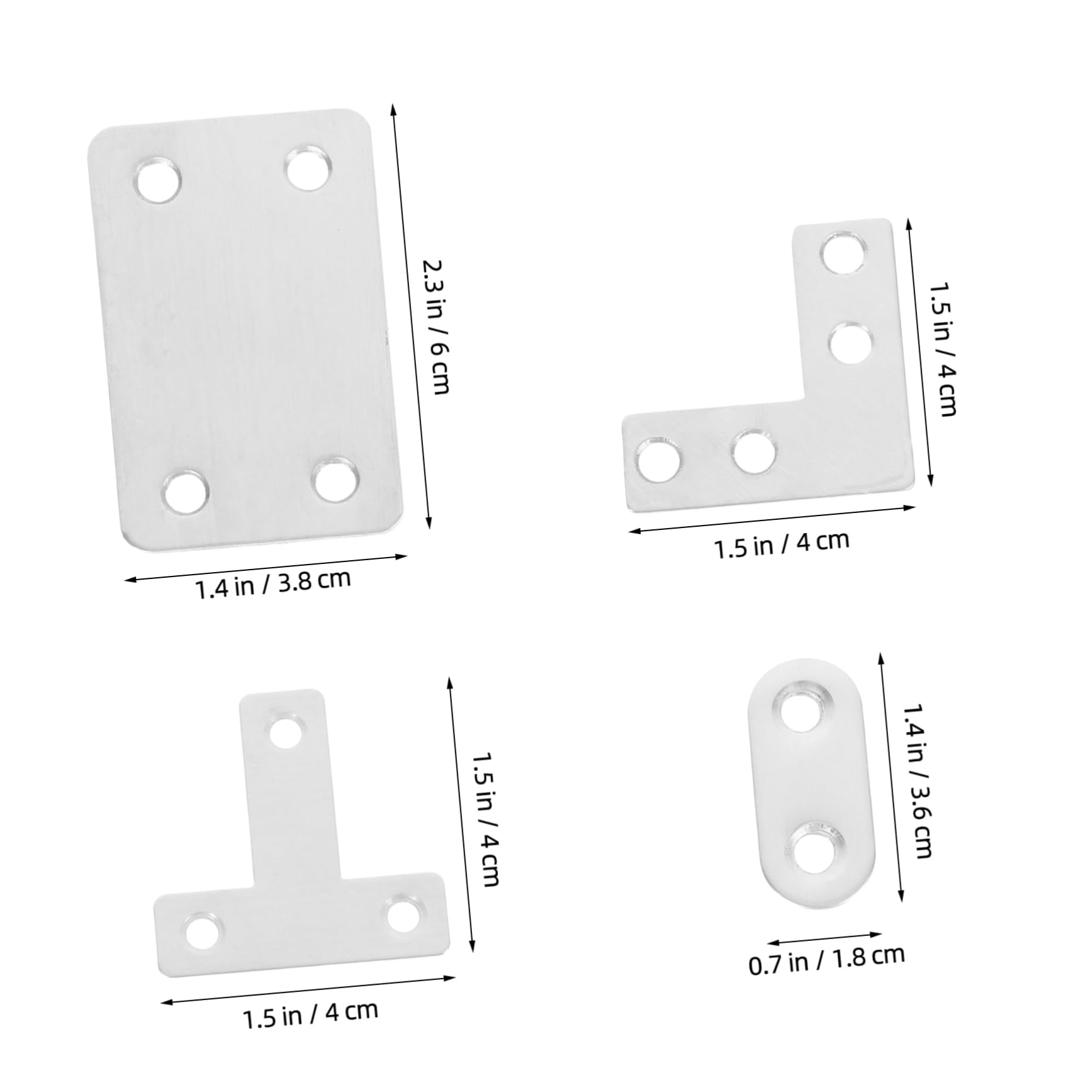 CIYODO 22pcs Flat Steel Plate Heavy Duty Straight Brackets for Furniture Easy to Install Corner Stainless Steel Construction