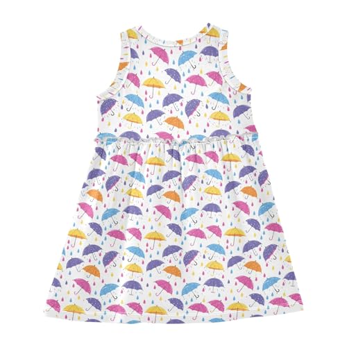 Girls and Toddlers'Sleeveless Colored Umbrella Pattern Summer Casual Dresses for Home Party Beach 2-8 Years2