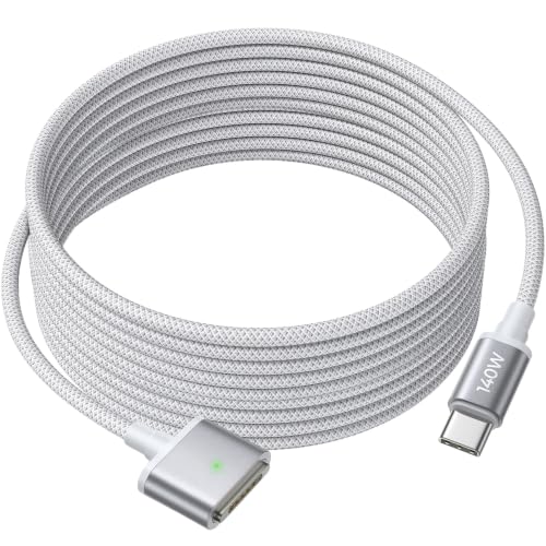 Image of LISEN USB-C Magnetic 3 Cable for MacBook Air Pro Charger, Grey 10FT