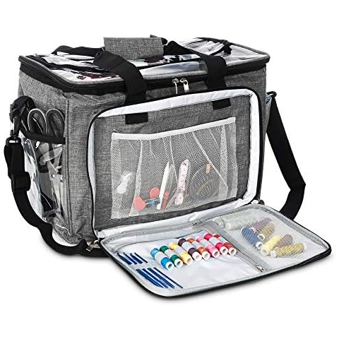 Hillington Knitting Storage Bag - Premium Heavy Duty Spacious Lightweight Nylon Carry All Tote Case for Holding and Organising Yarn, Wool, Needles, Crochet Hooks and Other Knitting Supplies (Grey) Cover