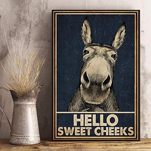 Toile âne humour salle de bain poster rétro pour décorer un salon chaleureux