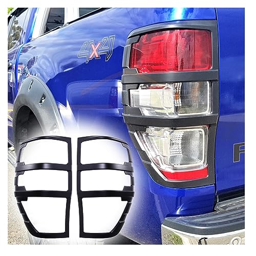 JHCHAN Rear Light Covers for Ford Ranger T6 2012-2022 2pcs Tail Light Surrounds Matte Black (Tail Light Guard For Ranger Raptor 2018-2022)