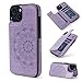 JAROIE Wallet Case for iPhone 13 with 3 Card Slots Embossed Mandala Pattern Flowers Magnetic Buttons Flip Faux Leather Cover Shockproof 2021 6.1 Inch (Purple)