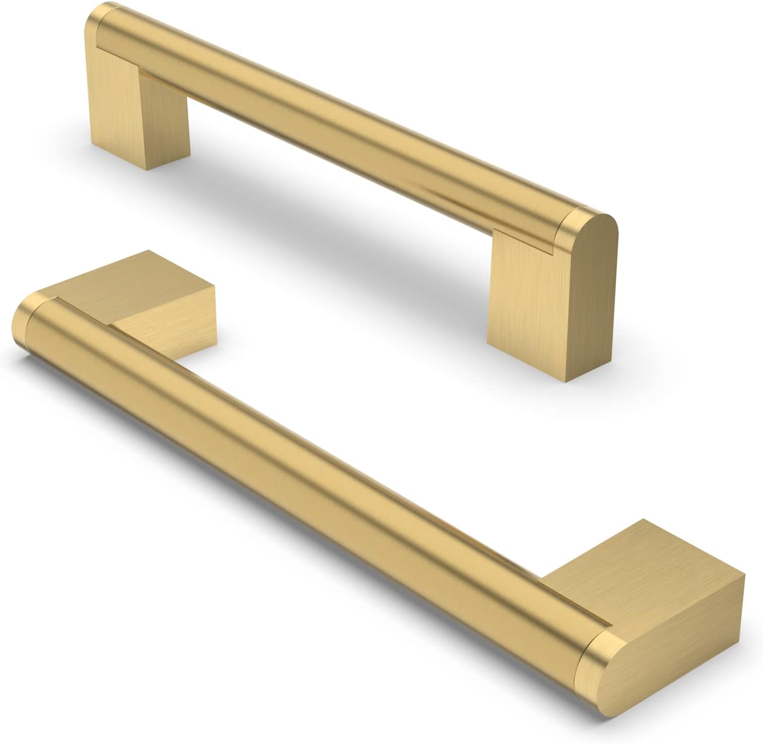 FURNIWARE 10 Pack Cabinet Pulls, Hardware Drawer Handles, Stainless Steel Kitchen Cabinet Door Handles Pull, Brass-128mm(5 Inch) Hole Center