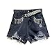 Produktbild DAIDAICDK Hohe Taille Frauen Denim Shorts Mit Perlen Perlen Sommer Kurze Mode Streetwear Damen Zerrissenes Loch Jeans Shorts Femme