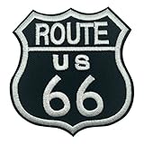 Wikineon Embroidered Iron On Patch, US Route 66 Applique Patch, Punk Roll Embroidered Badge Iron On/