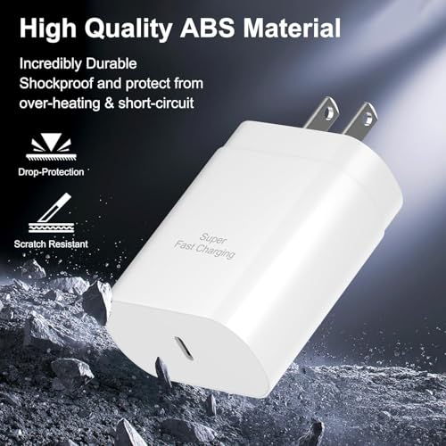 Image of 25W USB-C Fast Charger Adapter|Compatible with Samsung Galaxy S25 /S24 /S23 /S22 /S21 /S20 /Ultra /FE /A55 /A35 /A14 /M56 /Z Flip /Fold Series|Supports All Type-C Phones,Tablets,Chromebooks & More