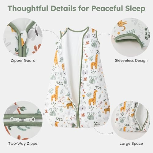Image of Baby Sleep Sack 18-24 Months, 2.5 TOG Cotton Winter Baby Wearable Blanket with 2-Way Zipper, Warm Soft Sleeping Bag for Toddler Boy Girl, X-Large Giraffe