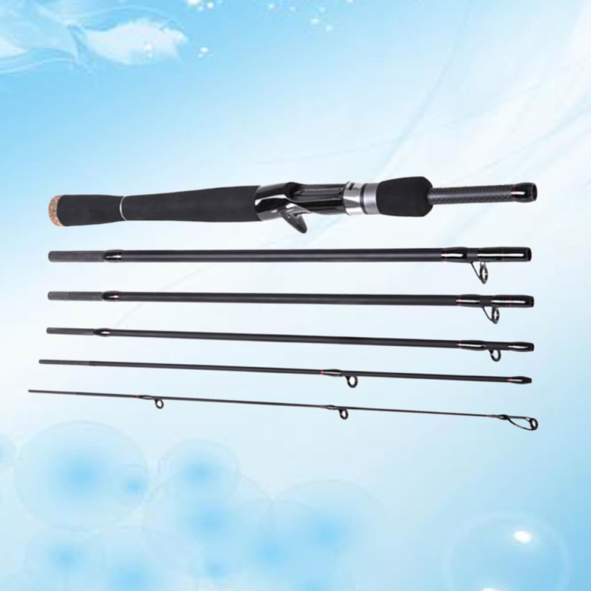 MAGICLULU 2.4m Canna da Pesca Carbonio Sezioni Canna da Esche Corto per Spigole e Carpe Mare e Acqua Dolce Leggera e Resistente con Anelli in Ceramica Portatile e Compatta