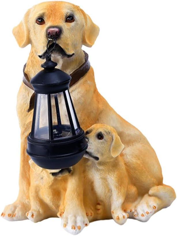 balacoo Home Decor Solar Golden Retriever Statues LED Dog Animal Statue Courtyard Light Sculpture Patio Garden Landscape Ornament (Light Yellow) Outdoor LED Solar Lights