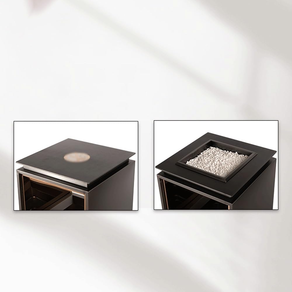 Garden Furniture Trash Can Outdoor Trash Can Square Metal Ashtray Column, Modern Household Commercial Large Trash Can Gold White Gray Outside Trash Bin for Patio (Gray)