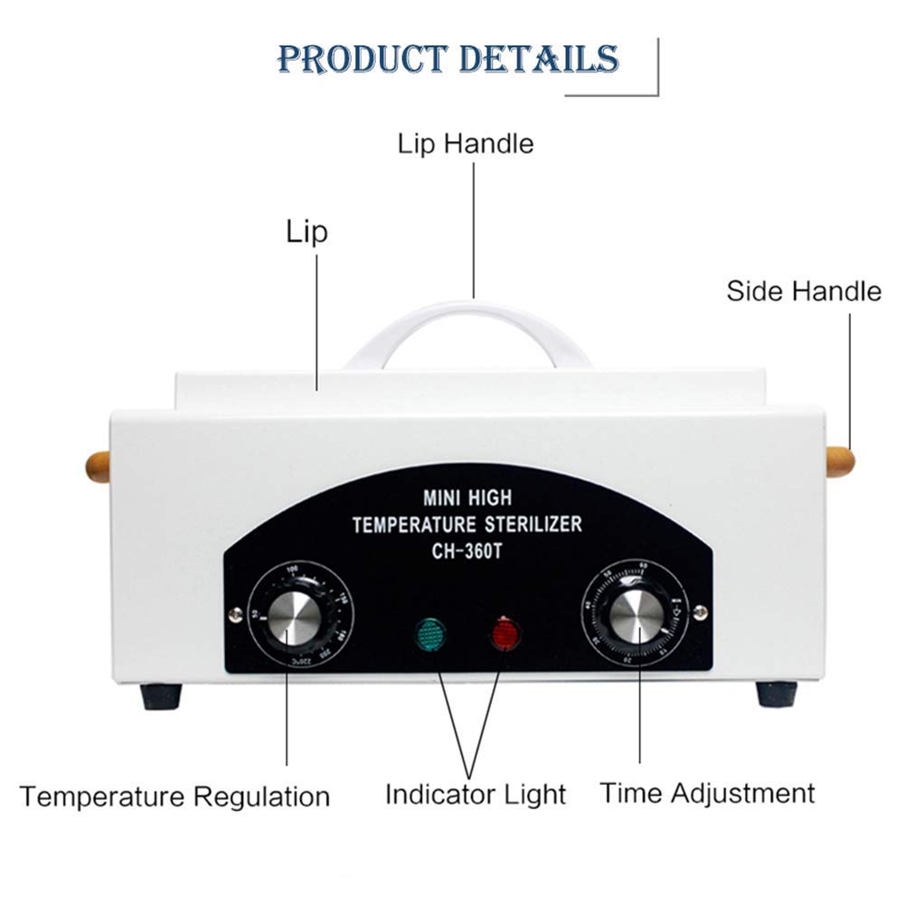 300W Calor Alto Temperatura Esterilizador Caja Mini Desinfección Gabinete para Uñas Manicura Herramienta Facial Piel Belleza Salón Limpieza Equipo (220 ℃)