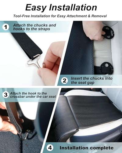 Car Seat Leg Extender Cushion, Memory Foam Under-Thigh Support Car Seat Cover– Breathable PU Leather, Non-Slip Secure Fit for Driver Seat and Office Chair, Ideal for Long Drives & Road Trips — view 5