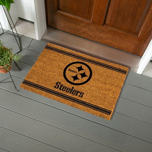 Team Sports America - Felpudo de vinilo PVC reciclable para interior/exterior resistente a la intemperie de Pittsburgh Steelers, 28 x .5 x 16 pulgadas