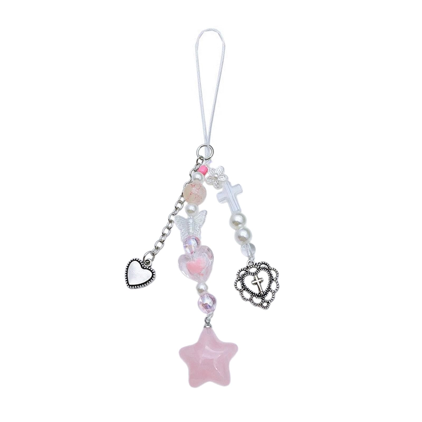 NEWFT Star Bead Tassels Pendant Phone Straps Lanyard Pocket Keychain Strap