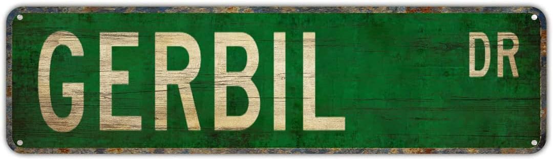 Peiyeety A003 Vintage Metal Tin Sign Decorative Wall Art Gerbil Dr Themed Street Sign, Rustic Style, Durable Waterproof Rustproof, For Home, Pet Decor, Small Animal, Easy To Mount, 4X16 Inch