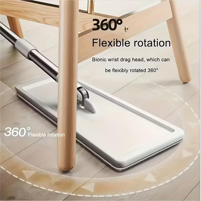 Mop and Bucket Set with AUTO Pump, 3-Zone Separate Dirty and Clean Water, Flat Mop and Bucket System with Wringer and Wheels, 2 Reusable Microfiber Pads, One-Touch Water Filling for Home Cleaning