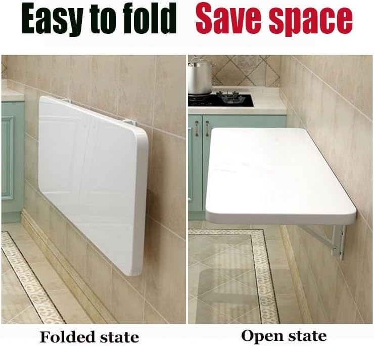 Foldable Wall Desk Space Saving Wall Mounted Table Wooden Floating Laptop Desk Multifunctional Workstation for Home Office Compact Writing Table