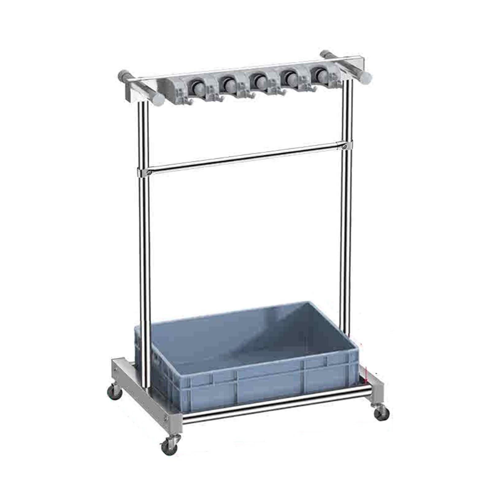 ASerZenith Broom Mop Rack - Floor Standing Storage With Hooks & Slots For Wet Mops - Removable Cleaning Supplies Tool Cart(Grey-122X67X50Cm)