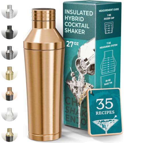 Shaker à cocktail isolant - Double paroi acier inoxydable (cuivre)