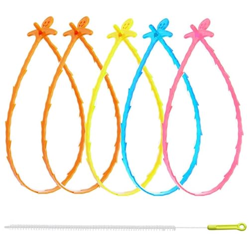 PXBSNB Lot de 6 spirales de débouchage flexibles de 50 cm de long - Déboucheur de canalisations en spirale avec crochets en V - Bâtons de débouchage pour toilettes, baignoires